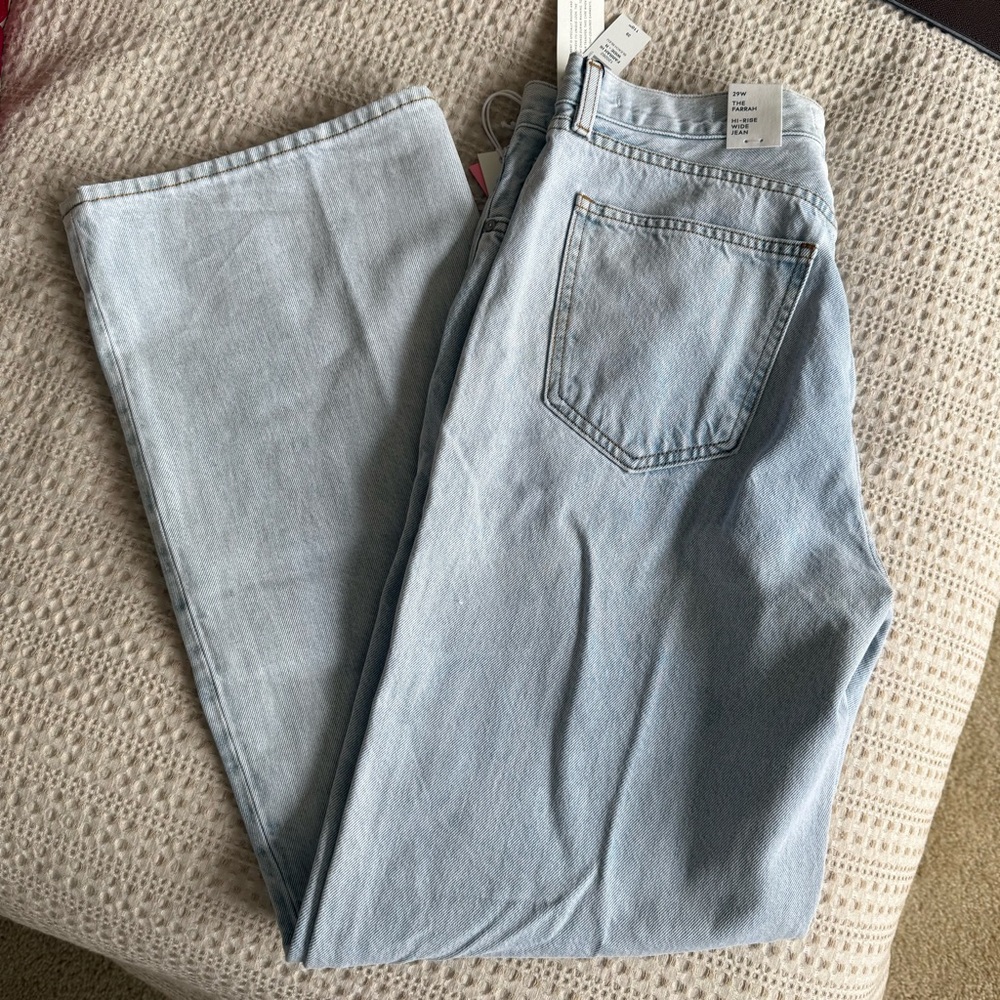 Aritzia Denim Forum Farrah High Rise Light Blue Wide Leg Jeans